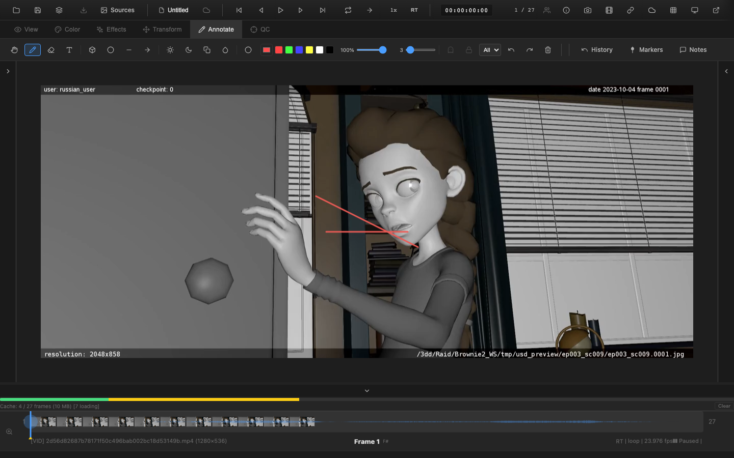 Annotations drawn on the viewer