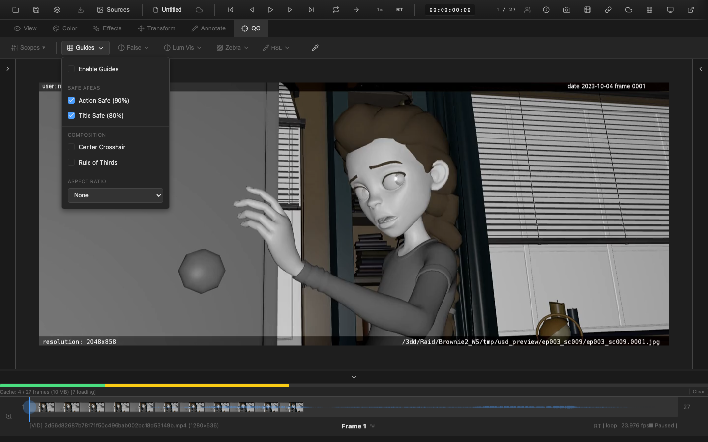 Safe area guides overlay