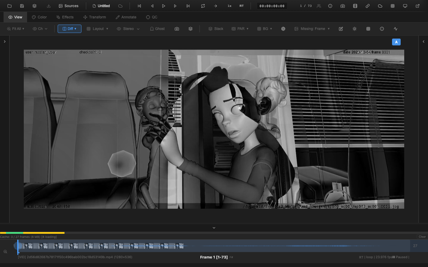 Difference matte comparison