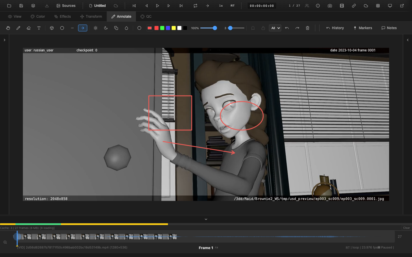 Shape annotation tools on the viewer canvas