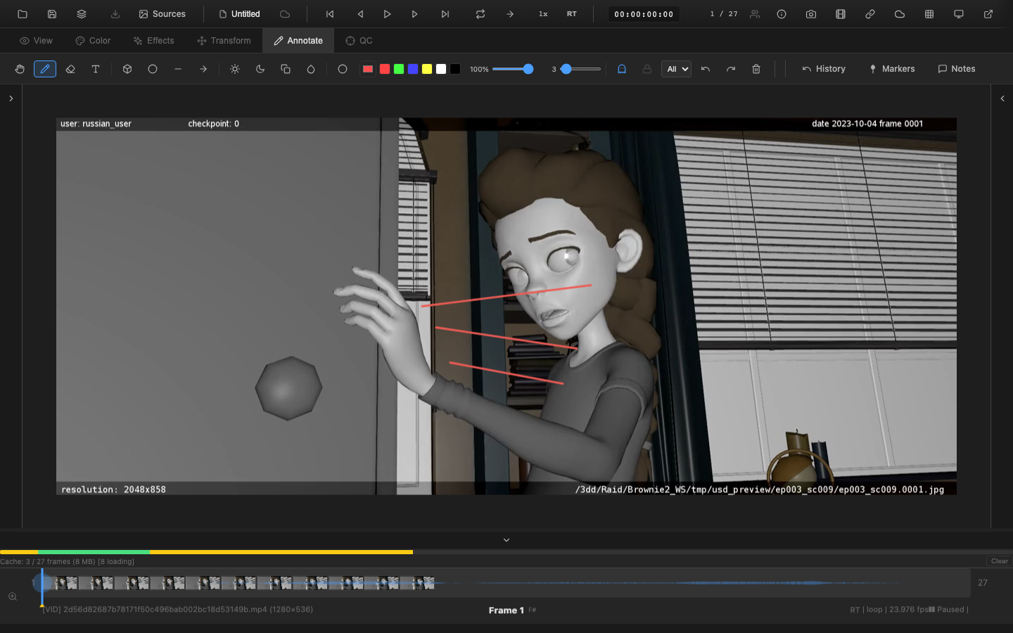 Ghost mode showing annotations from adjacent frames