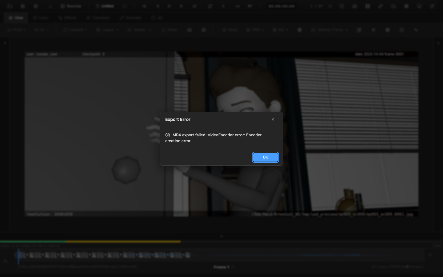 Video export dialog with codec and bitrate options